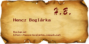 Hencz Boglárka névjegykártya